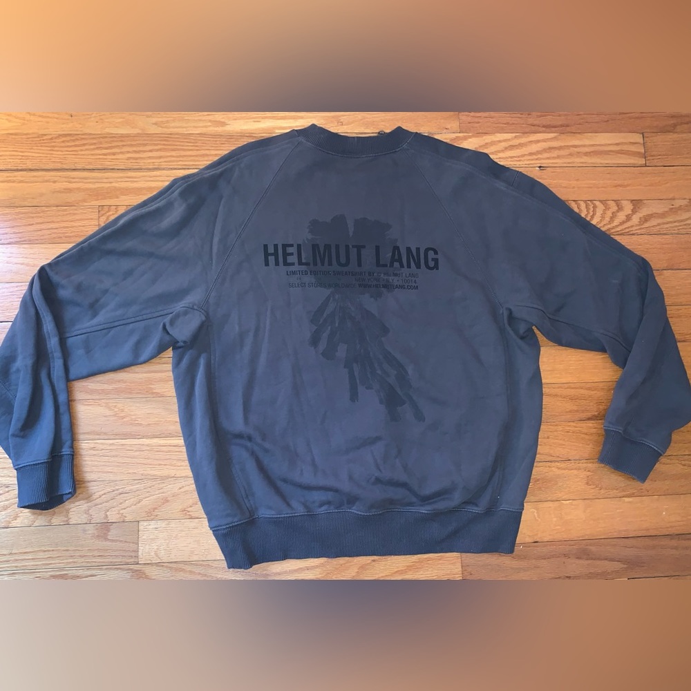 Helmut Lang Grey Graphic Limited Edition Floral Hoodie sweatshirt XS